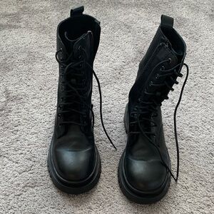 Zara Kids Black Lace-Up Boots